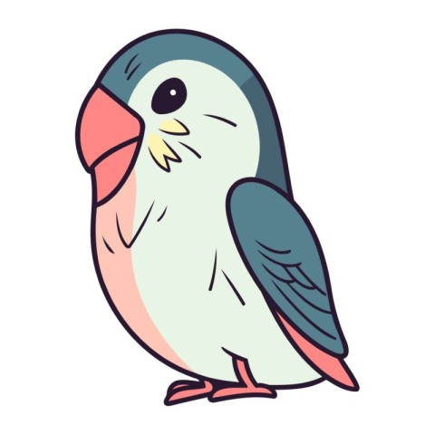 Cute parrot isolated on a white background. Vector illustration.