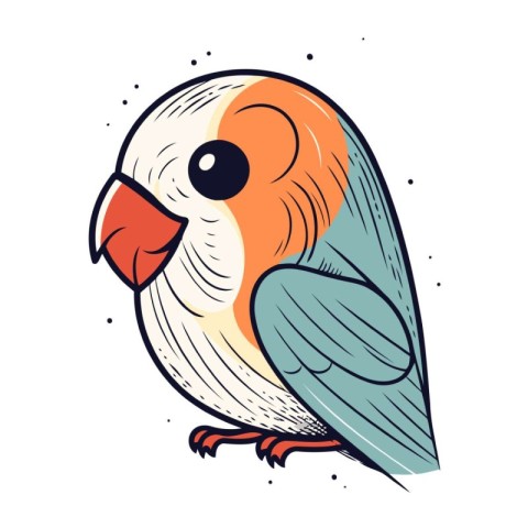 Cute parrot bird. Hand drawn vector illustration in cartoon styl