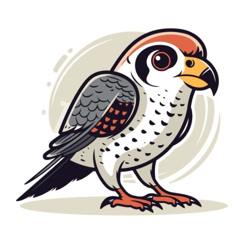 Funny kawaii falcon. Vector illustration isolated on white backg