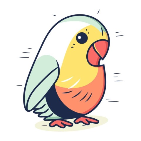 Cute parrot. Vector illustration. Isolated on white background.