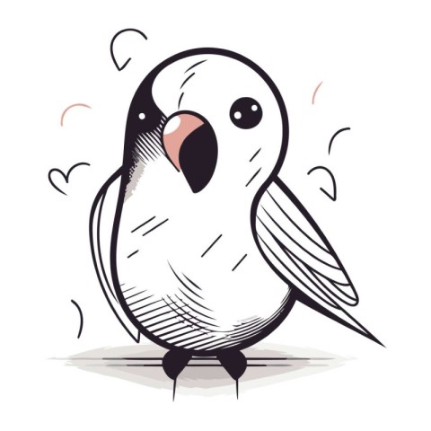 Cute hand drawn vector illustration of a cute little penguin.