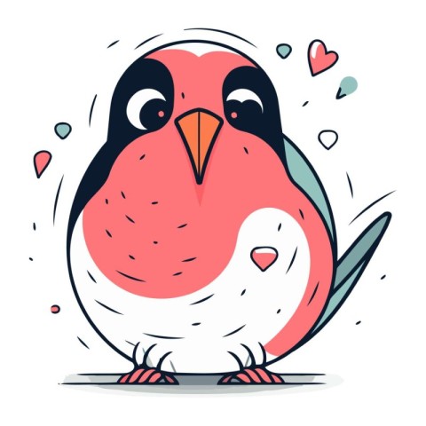 Cute cartoon vector illustration of a cute little bullfinch.