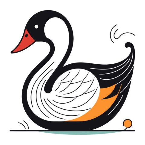 Vector illustration of a stylized swan in a flat style.