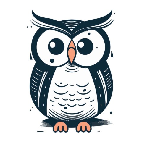 Cute cartoon owl. Vector illustration isolated on a white backgr