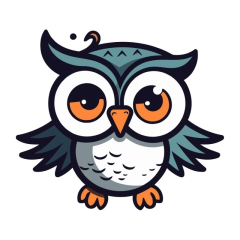 Cute cartoon owl. Vector illustration isolated on a white backgr