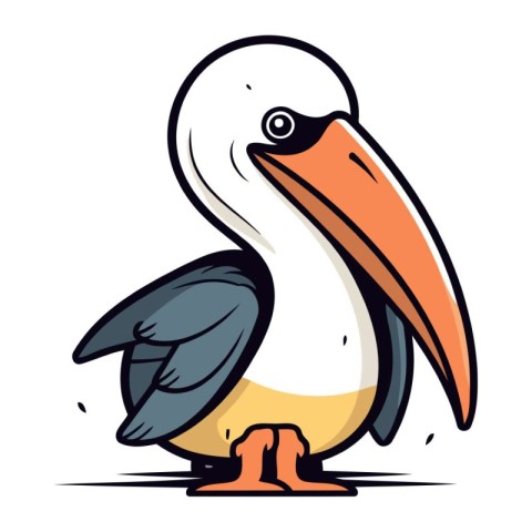 Pelican vector illustration. Cartoon style isolated on white bac