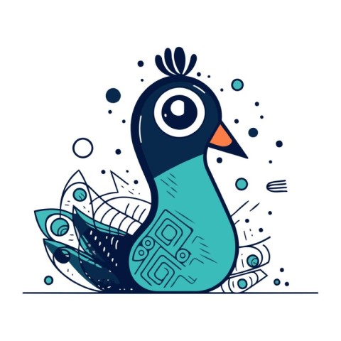 Cute hand drawn penguin. Vector illustration in doodle style.