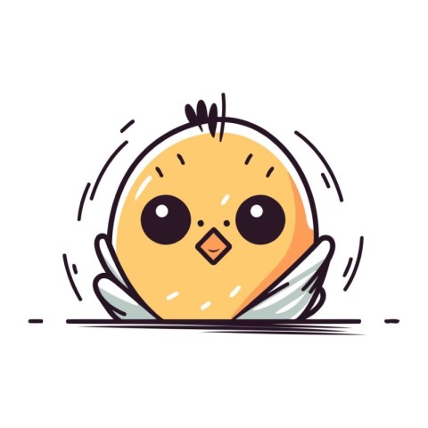 Cute little chick. Hand drawn vector illustration in cartoon sty