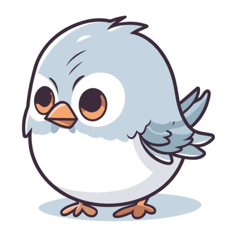 Cute little bird cartoon character vector illustration. Bird vec