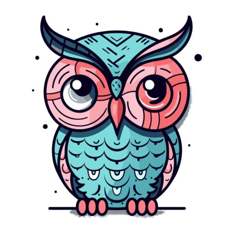 Cute cartoon owl. Vector illustration. Isolated on white background