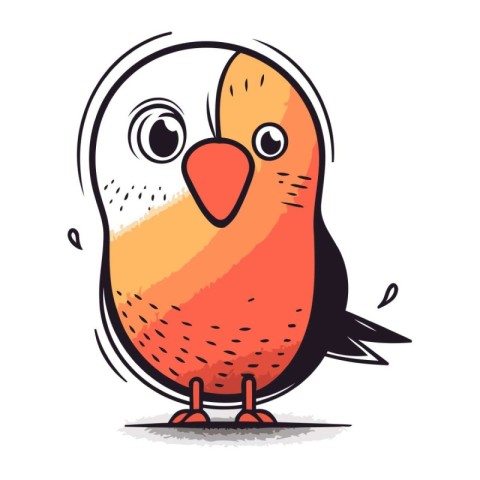 Cute cartoon bird. Vector illustration isolated on a white backg