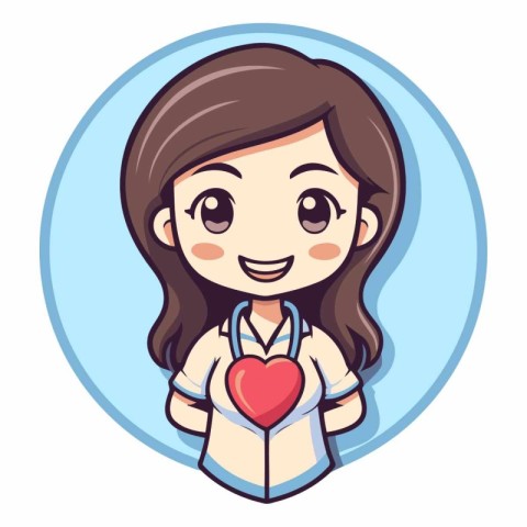 Nurse holding a heart in her hands. Vector cartoon illustration.