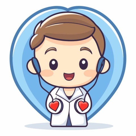 Doctor in heart shape - Cute and funny character vector design.