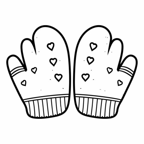 cute gloves with hearts icon vector illustration designiconic ta