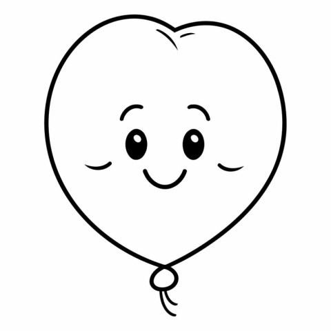 cute heart balloon happy valentines day vector illustration line