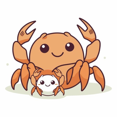 Cute cartoon crab character isolated on white background.