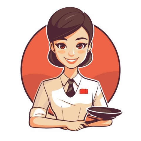 Nurse in uniform holding a tray of food.