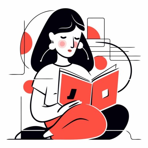 Girl reading a book. Education and learning concept.