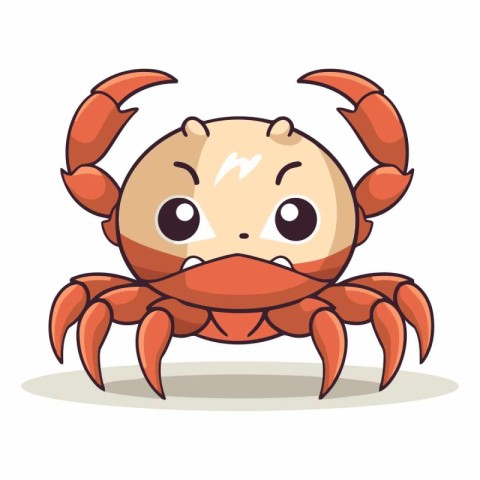 Cute cartoon crab isolated on a white background.