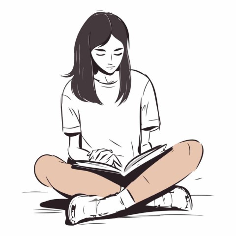 Young woman reading a book of a girl reading a book.