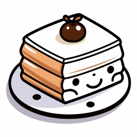 Illustration of a piece of cake on a white background. Vector.