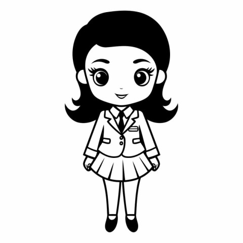 cute little student girl character vector illustration designico