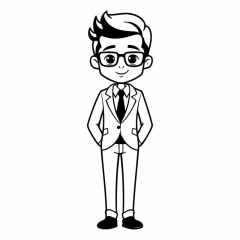 businessman avatar cartoon character wearing glasses and suit ve