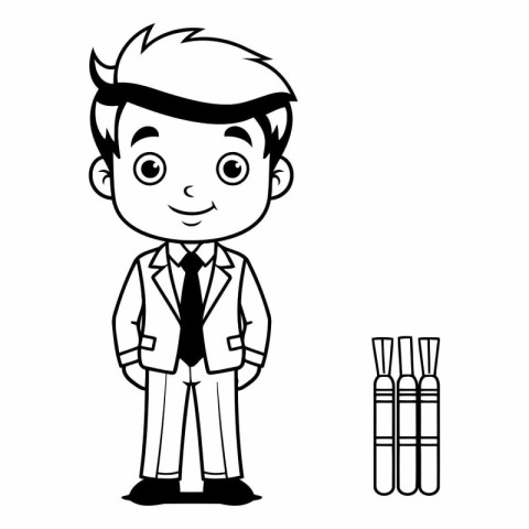 Businessman cartoon with briefcase and pencils vector illustrati