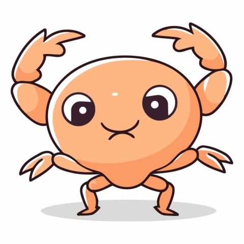 Crab Cartoon Character. Cute Sea Animal Vector Illustration.