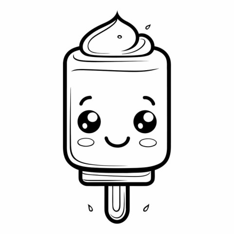 Cute ice cream on stick kawaii cartoon vector illustration graph