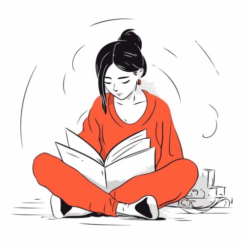 Young woman reading a book of a girl reading a book.