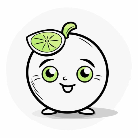 Cute kawaii lime fruit with eyes and mouth vector illustration.