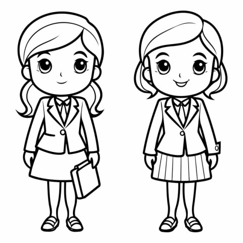 Coloring book for children: Girl in school uniform.