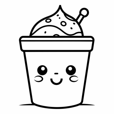 delicious ice cream in cup kawaii character vector illustration