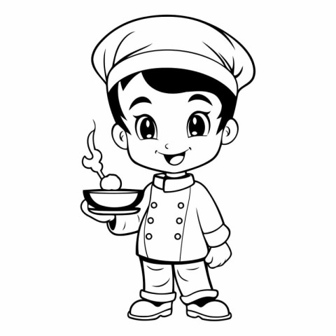 Cute chef boy cartoon vector illustration graphic design vector