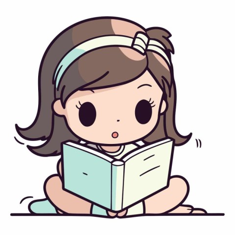 Cute little girl reading a book of a cute little girl reading a