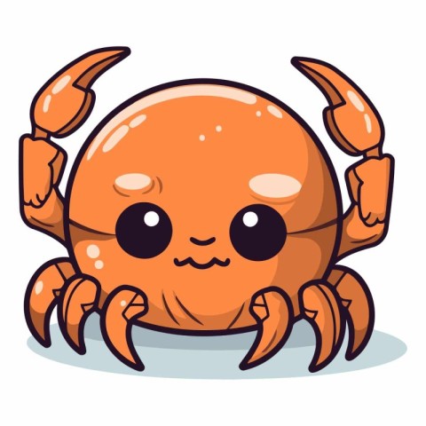 Cute cartoon sea crab isolated on white background.