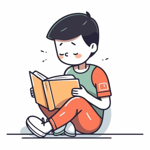 Boy reading a book of a boy reading a book.