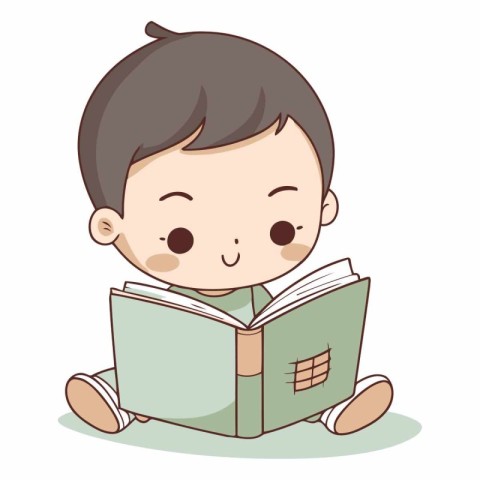 cute little boy reading a book cartoon vector design illustratio