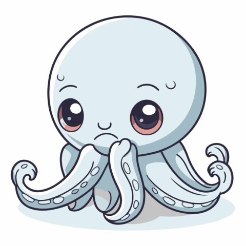 Cute cartoon octopus isolated on white background.