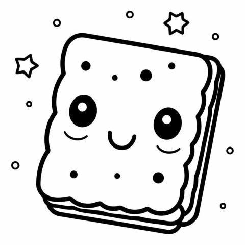 Illustration of a sandwich with a smiling face on a white backgr