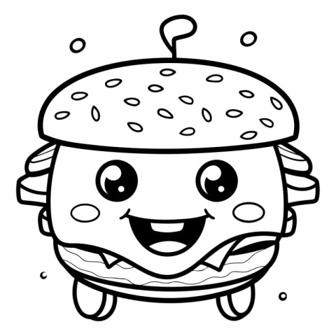 Coloring book for children: Cheerful burger