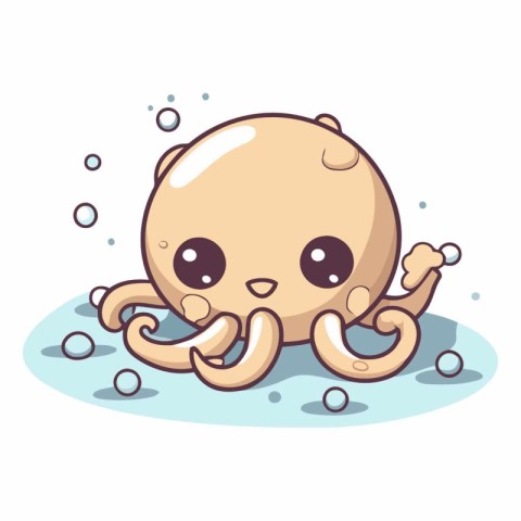 Cute cartoon octopus isolated on white background.