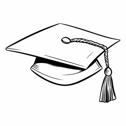 Graduation cap icon. Outline illustration of graduation cap vect