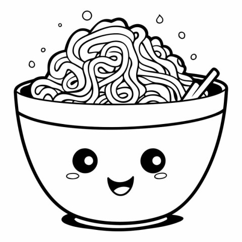 kawaii noodle bowl kawaii cartoon vector illustration graphic de