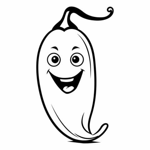 Smiling chili pepper cartoon isolated on white background.