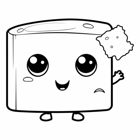 Illustration of a Slice of Cheese Cartoon Character for Coloring