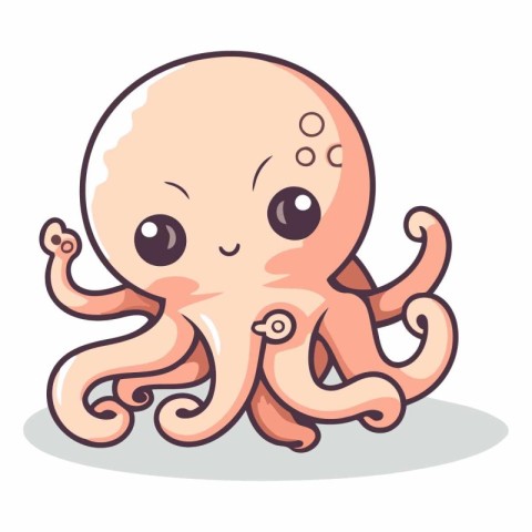 Cute cartoon octopus isolated on white background.