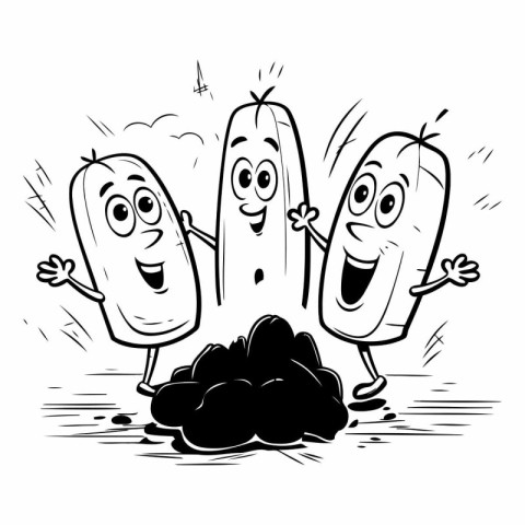 Cartoon Illustration of Funny Hot Dog Comic Characters or Food C