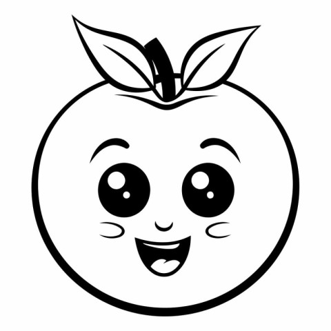 Cute black and white tomato kawaii character vector illustration